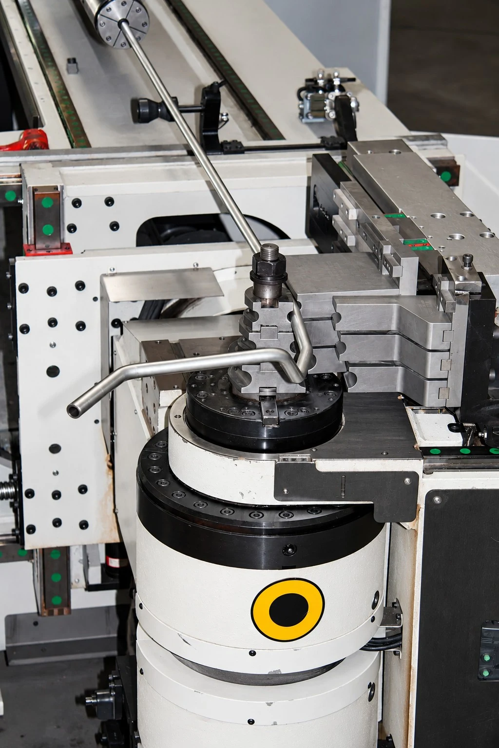 Precision tube-bending machine close-up